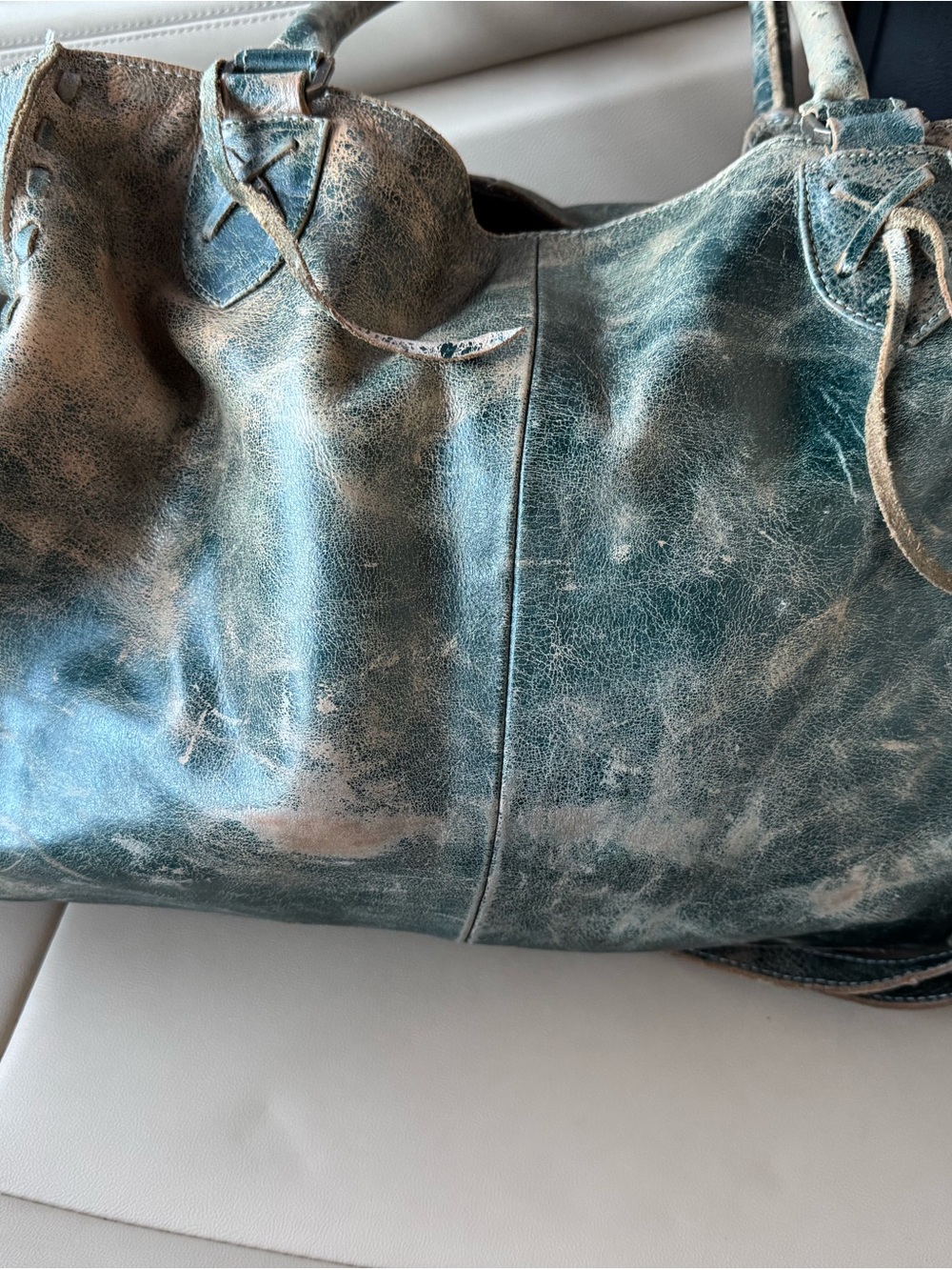 Bed Stu Teal Distressed Leather Tote